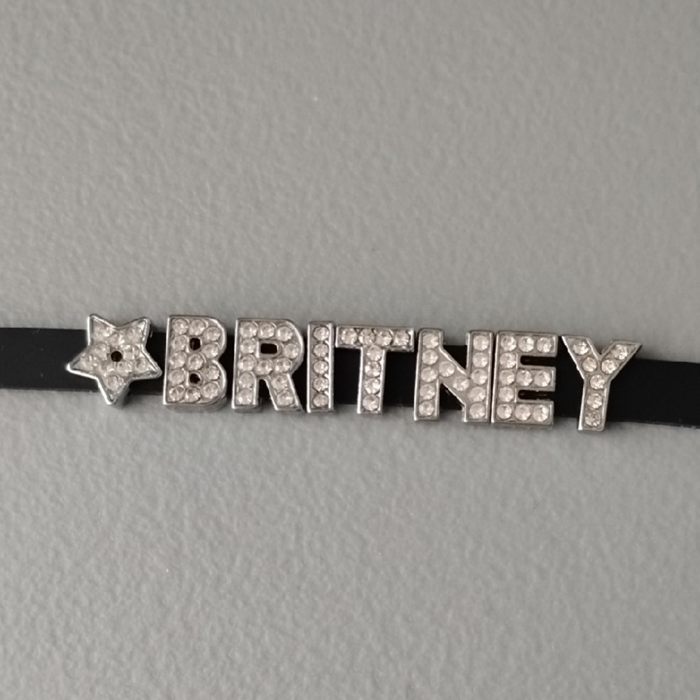 BRITNEY Black and Silver Name Bracelet